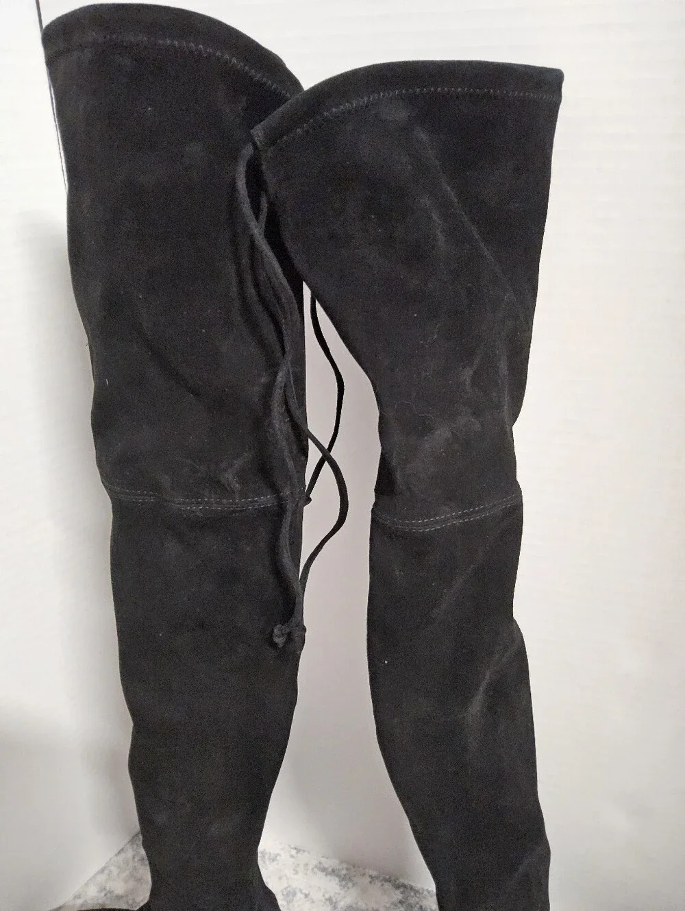 Customer Return Size 7 Stuart Weitzman Black Over-the-Knee Heeled Boots